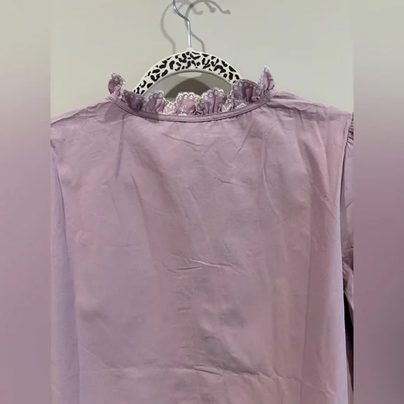 Pink Ruffled Long Sleeve Blouse with Bib Collar - Picture 9 of 10